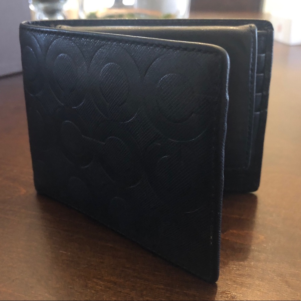 Black leather COACH Embossed bifold wallet